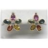 Image 1 : #44-14K GOLD SAPP(5.7CT)&DIA(0.12CT) EARRINGS