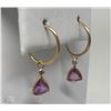 Image 2 : #45-14K GOLD SAPPHIRE(2.1CT)&DIAMOND EARRINGS
