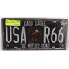 Image 1 : 100) BALD EAGLE NEW TIN LICENSE PLATE