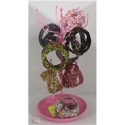 BRACELET STAND WITH ASSORTED BEADED BRACELETS