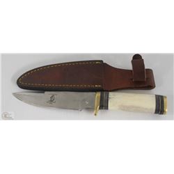 BONE COLLECTORS BONE HANDLE KNIFE WITH LEATHER