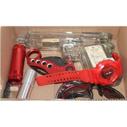 BOX W/COLLECTIBLE GUN BOTTLE, RED KNIFE,