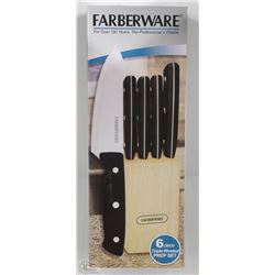 NEW 6PC FARBERWARE KNIFE SET IN BLOCK