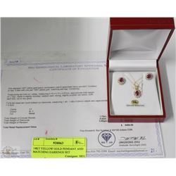 14KT YELLOW GOLD PENDANT AND MATCHING EARRINGS SET