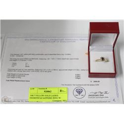 10KT YELLOW GOLD LADIES DIAMOND & SAPPHIRE RING W/