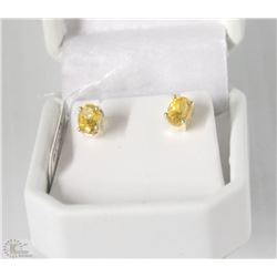 STERLING .925 SILVER EARRINGS YELLOW CITRINE
