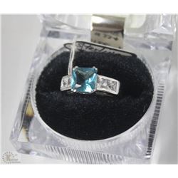 STERLING .925 SILVER RING BLUE CUBIC STONES SIZE 8