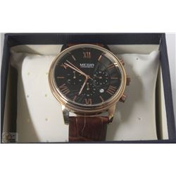 MEGIR MENS WATCH CALENDAR WATCH GENUINE LEATHER