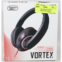 NEW BLACK VORTEX STEREO HEADPHONES WITH STEREO