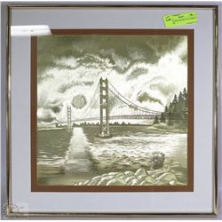 ETCHED FOIL GOLDEN GATE BRIDGE PICTURE