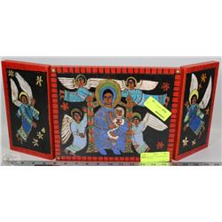 FOLK ART HAND PAINTED PRAYER ALTER SCREEN,