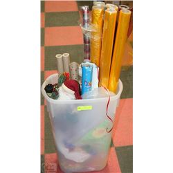 LOT OF CELLOPHANE WRAP WITH WRAPPING PAPER HOLDER