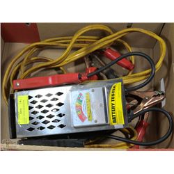 BATTERY TESTER AND BOOSTER CABLES