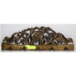 CARVED ELEPHANT HANGER 24"