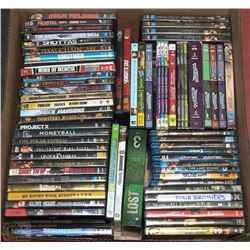 BOX WITH ASSORTED BLU RAYS AND DVDS