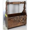 Image 1 : VINTAGE WOODED HAND CARVED MAGAZINE RACK