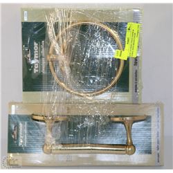 NEW TAYMOR TOILET PAPER & TOWEL RING BRASS COLOR