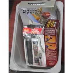 TUB WITH GREASE GUN, PROPANE TORCH KIT, AND HEAD