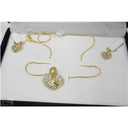 GOLD PLATED HEART SHAPED EARRING AND NECKLACE SET