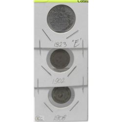 3 GERMAN COINS INCL 5 PFENNIG (1902), 5 PHENNIG