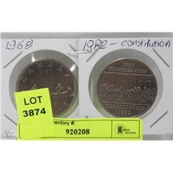 1968 AND 1982 CANADIAN ONE DOLLAR COINS