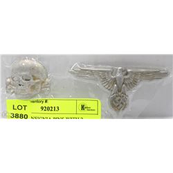 2 SS HAT INSIGNIA PINS WITH 2 PRONGS IN BACK,EAGLE