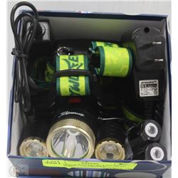 6000 LUMEN TACTICAL LED HEAD LAMP WITH 2 CHARGERS
