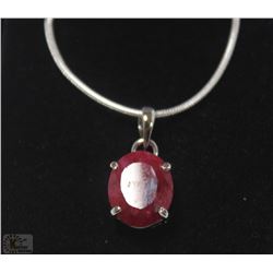 #22-RED RUBY .925 SOLID SILVER PENDANT