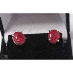 #23-RED RUBY .925 SOLID SILVER EARRINGS
