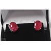Image 1 : #23-RED RUBY .925 SOLID SILVER EARRINGS