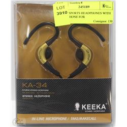 KEEKA SPORTS HEADPHONES WITH MICROPHONE FOR