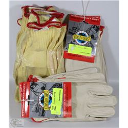 BUNDLE OF 4 PAIRS OF LEATHER WORK GLOVES & 5 PAIRS
