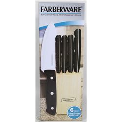 NEW FARBERWARE 6PC KNIFE & BLOCK SET