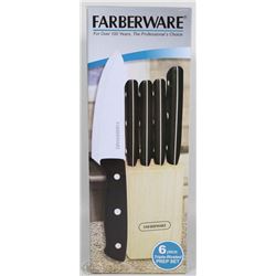 NEW FARBERWARE 6PC KNIFE & BLOCK SET