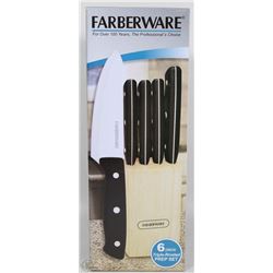 NEW FARBERWARE 6PC KNIFE & BLOCK SET