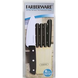 NEW FARBERWARE 6PC KNIFE & BLOCK SET