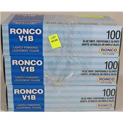 3 BOXES OF RONCO SMALL VINYL DISPOSABLE GLOVES