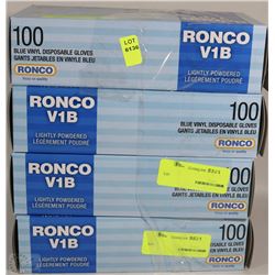 4 BOXES OF RONCO SMALL VINYL DISPOSABLE GLOVES