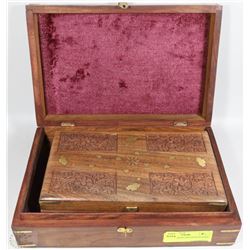 SET OF 2 CARVED WOODEN NESTING BOXES