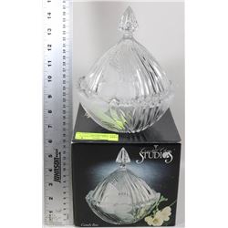 NEW IN BOX - 24% LEAD CRYSTAL CANDY DISH WITH LID