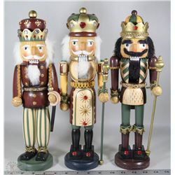 COLLECTION OF 3 ROYAL KING'S NUTCRACKERS (15"H)