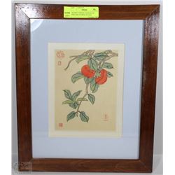 FRAMED CHINESE PAINTING OF BIRD AND FLOWER ON SILK