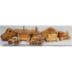 COLLECTION OF VINTAGE WOODEN TOY CARS/TRAINS