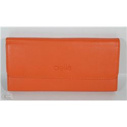 NEW DELLA LEATHER KAREN WALLET TANGERINE COLOR