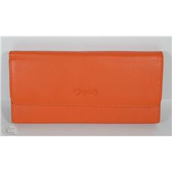 NEW DELLA LEATHER KAREN WALLET TANGERINE COLOR