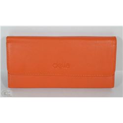 NEW DELLA LEATHER KAREN WALLET TANGERINE COLOR