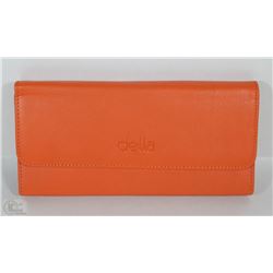 NEW DELLA LEATHER KAREN WALLET TANGERINE COLOR