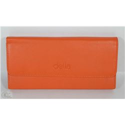 NEW DELLA LEATHER KAREN WALLET TANGERINE COLOR