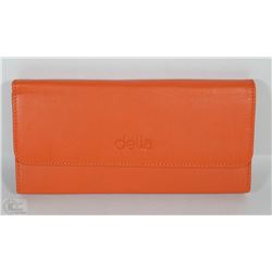 NEW DELLA LEATHER KAREN WALLET TANGERINE COLOR
