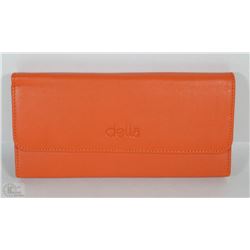 NEW DELLA LEATHER KAREN WALLET TANGERINE COLOR